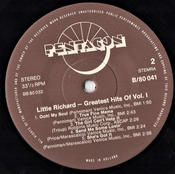 Little Richard : Greatest Hits Of Little Richard - Vol.1 (LP, Comp)