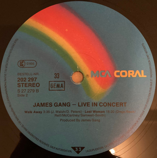 James Gang : Live In Concert (LP, Album, RE)