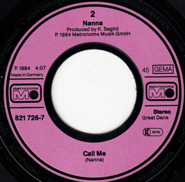Nanna : I Think I'll Kiss You For A Start (7", Single)