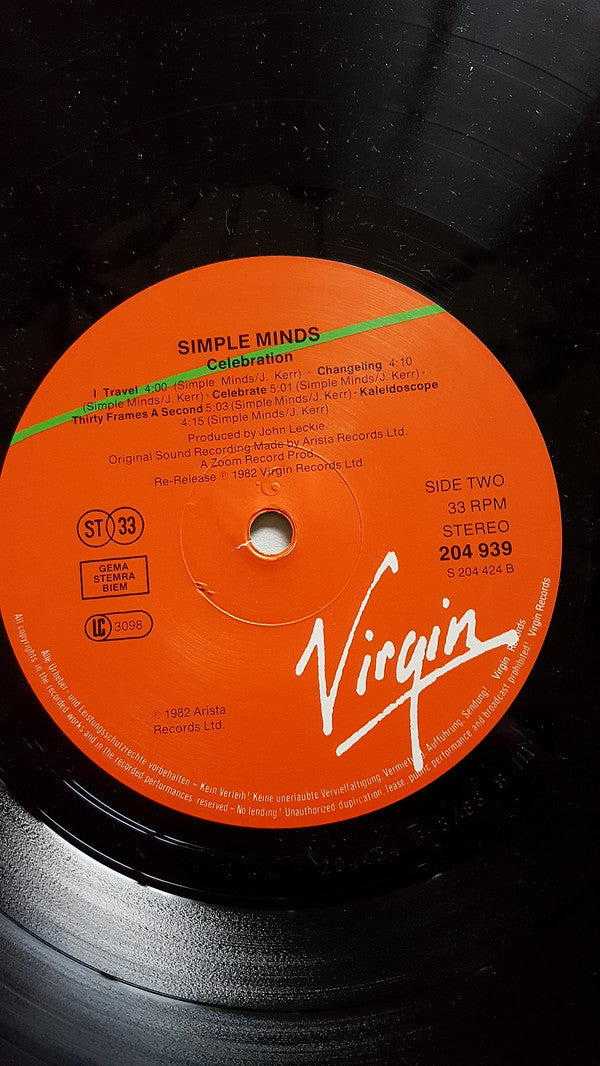 Simple Minds : Celebration (LP, Comp)