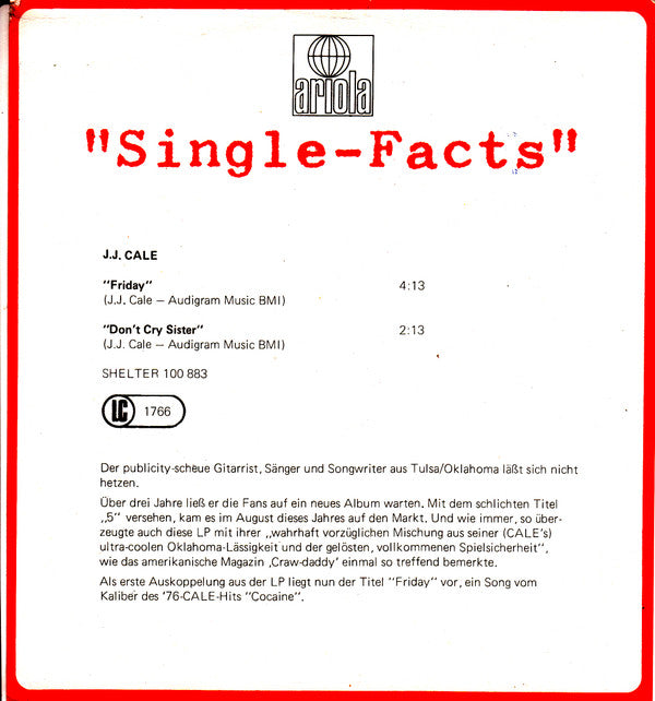 J.J. Cale : Friday (7", Single)