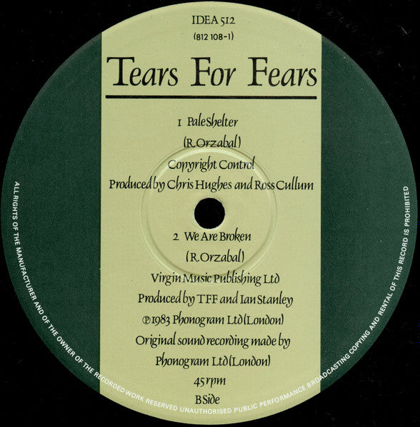 Tears For Fears : Pale Shelter (12")
