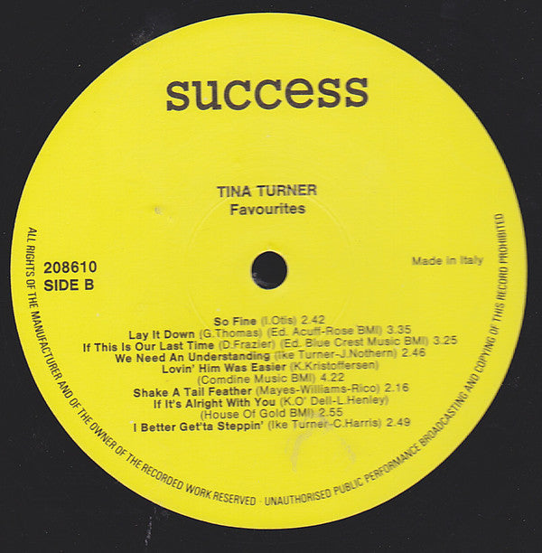 Tina Turner With Ike Turner & The Ikettes : Favourites (LP, Comp)