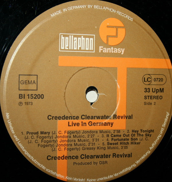 Creedence Clearwater Revival : Live In Germany (LP, Album, RE)