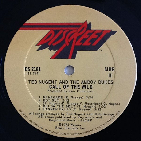 Ted Nugent & The Amboy Dukes : Call Of The Wild (LP, Album)