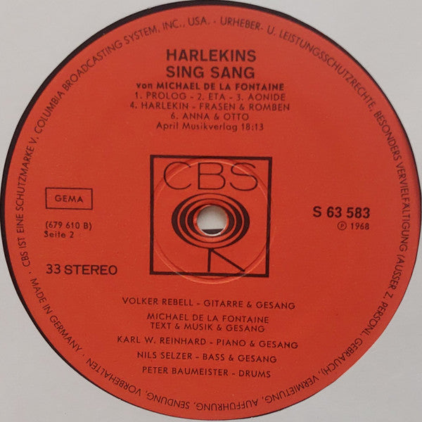 Michael De La Fontaine : Harlekins Sing Sang (LP, Album)
