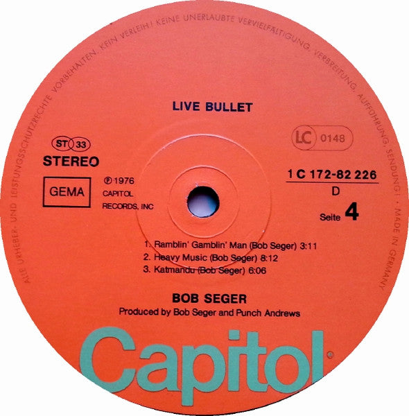 Bob Seger And The Silver Bullet Band : 'Live' Bullet (2xLP, Album, RE, Red)