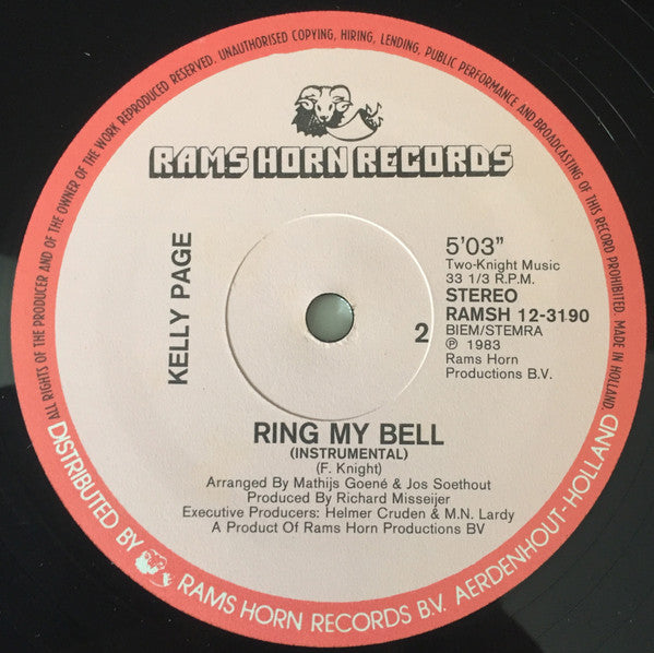 Kelly Page : Ring My Bell (12", Single)