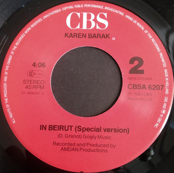 Karen Barak : In Beirut (7", Single)