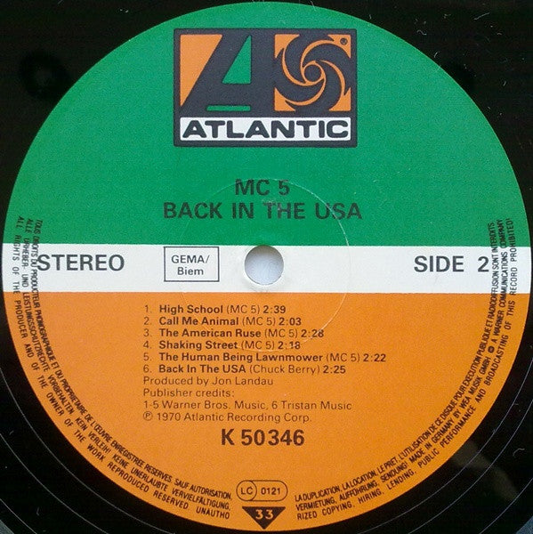 MC5 : Back In The USA (LP, Album, RE)