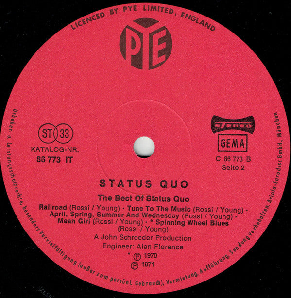 Status Quo : The Best Of Status Quo (LP, Comp)