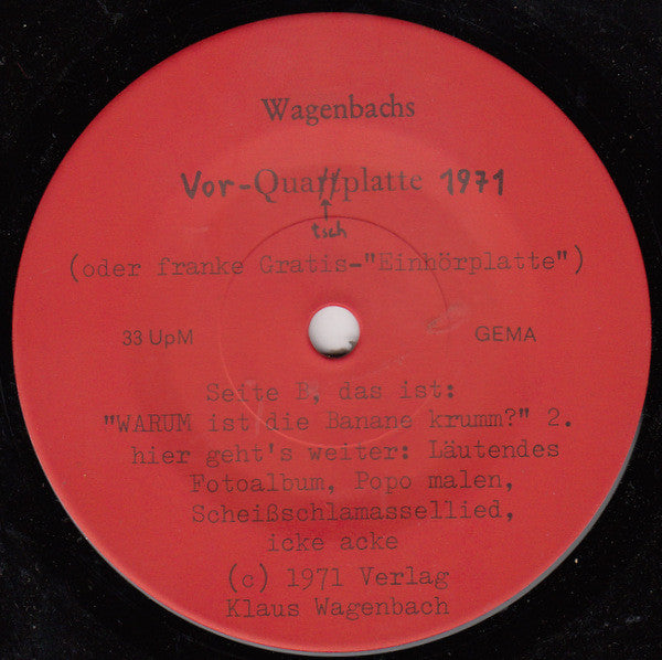 Various : Wagenbachs Vor-Quarkplatte 1971 (7", Promo)
