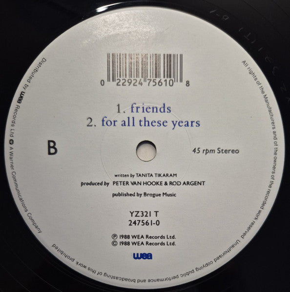 Tanita Tikaram : Twist In My Sobriety (Full Length Version) (12", Single)