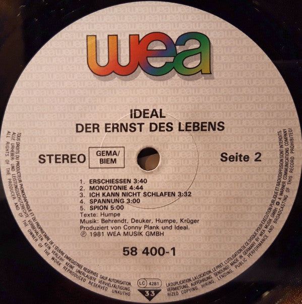 Ideal (3) : Der Ernst Des Lebens (LP, Album, RE)