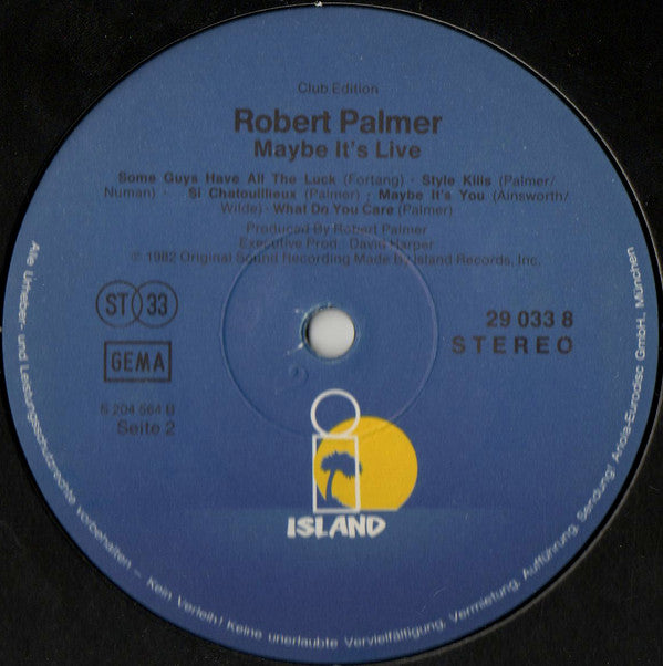 Robert Palmer : Maybe It's Live (LP, Album, Club)