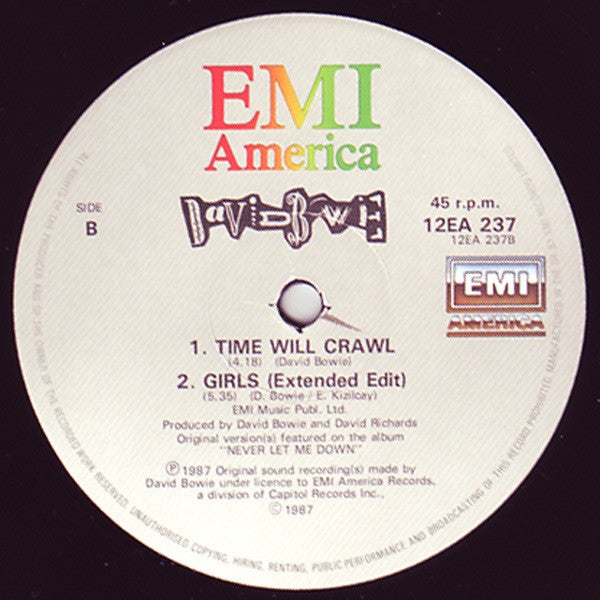 David Bowie : Time Will Crawl (Extended Dance Mix) (12")