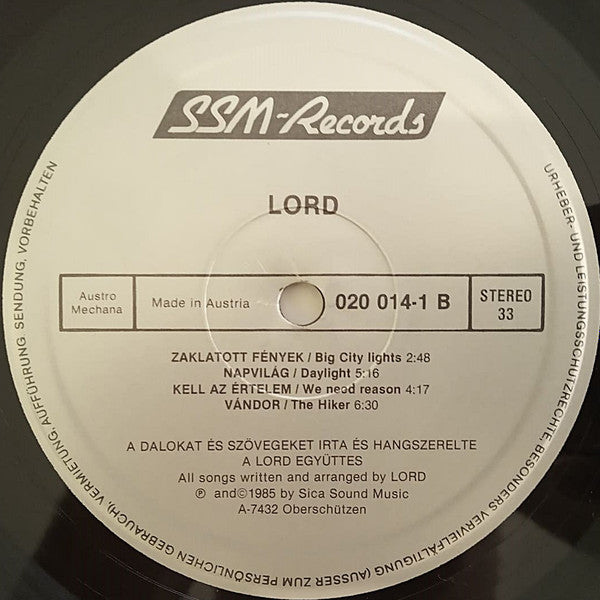 Lord (7) : Big City Lights (LP, Album)