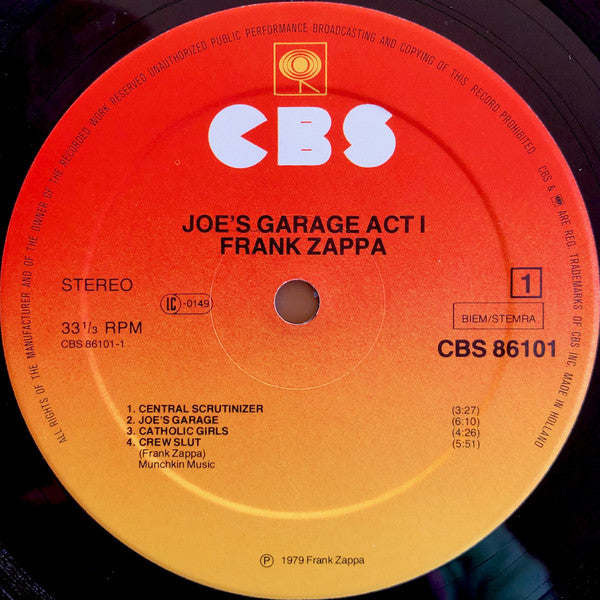 Zappa* : Joe's Garage Act I (LP, Album, Gat)