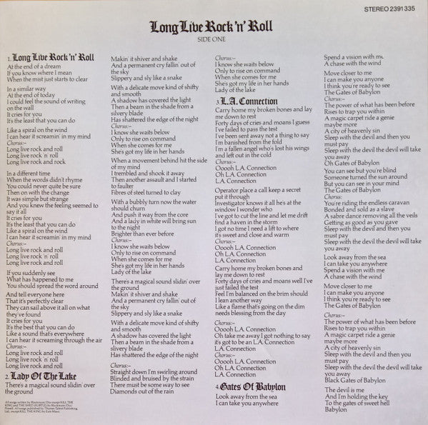 Rainbow : Long Live Rock 'N' Roll (LP, Album, Gat)