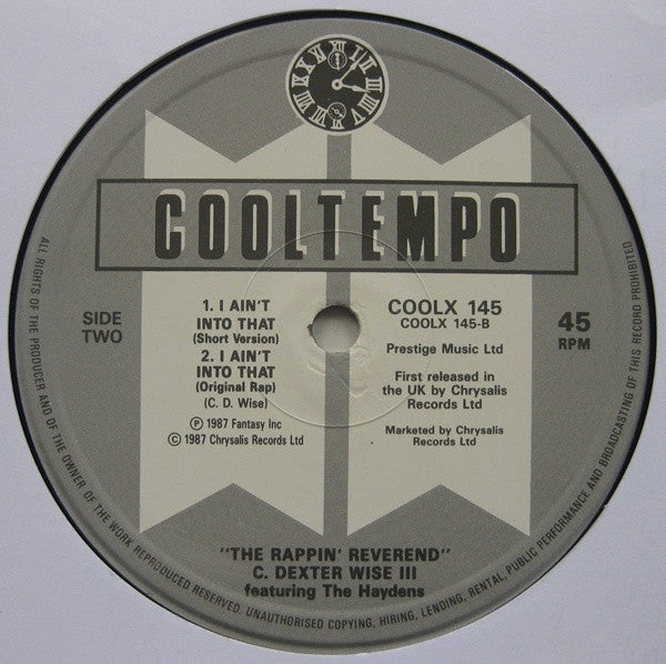 The Rappin' Reverend Featuring The Haydens : I Ain't Into That! (12")