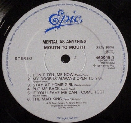 Mental As Anything : Mouth To Mouth (LP, Album)