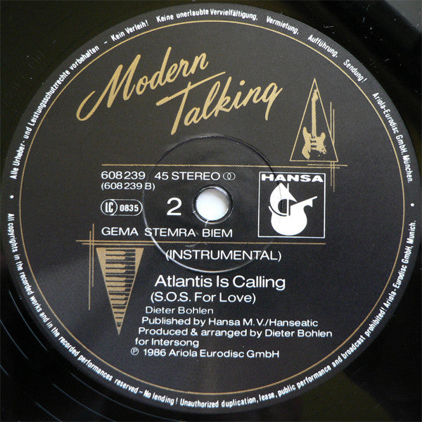 Modern Talking : Atlantis Is Calling (S.O.S. For Love) (Extended Version) (12", Maxi)
