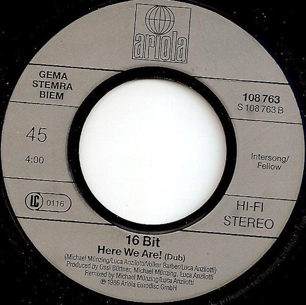 16 Bit : Where Are You? Remix (We Know The Way) (7", Single)