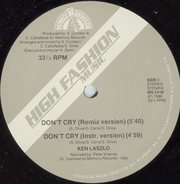 Ken Laszlo : Don't Cry (12")