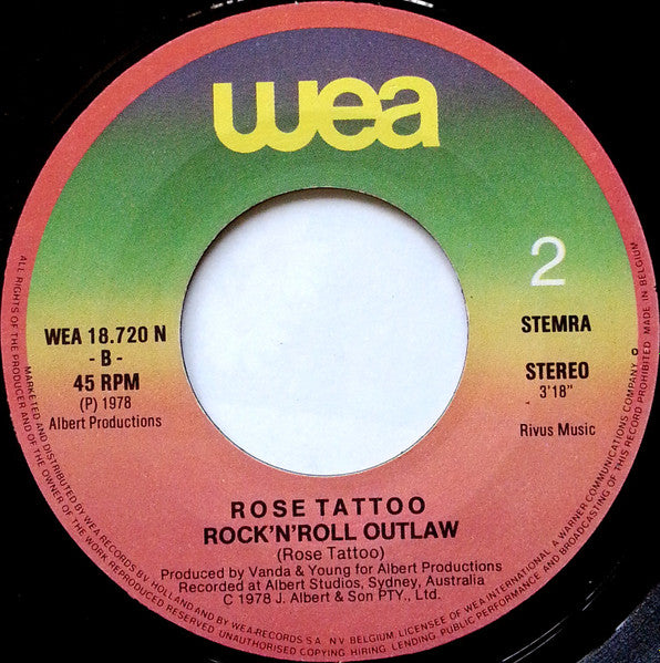 Rose Tattoo : Bad Boy For Love (7", Single)