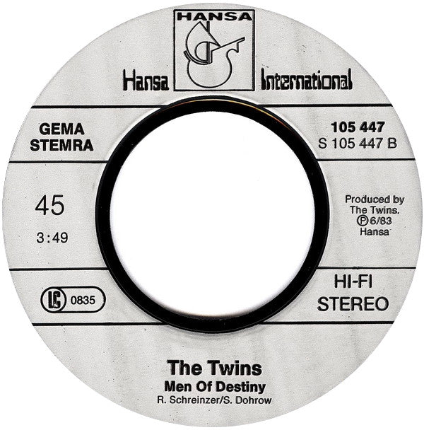 The Twins : Not The Loving Kind / Men Of Destiny (7", Single)