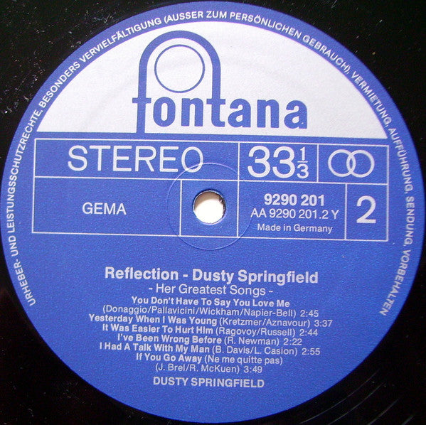 Dusty Springfield : Reflection - Her Greatest Songs (LP, Comp)