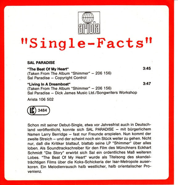 Sal Paradise (3) : The Beat Of My Heart (7", Single)