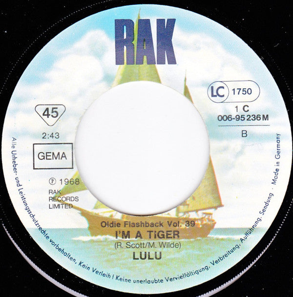 Lulu : The Boat That I Row / I'm A Tiger (7", Single, RE)
