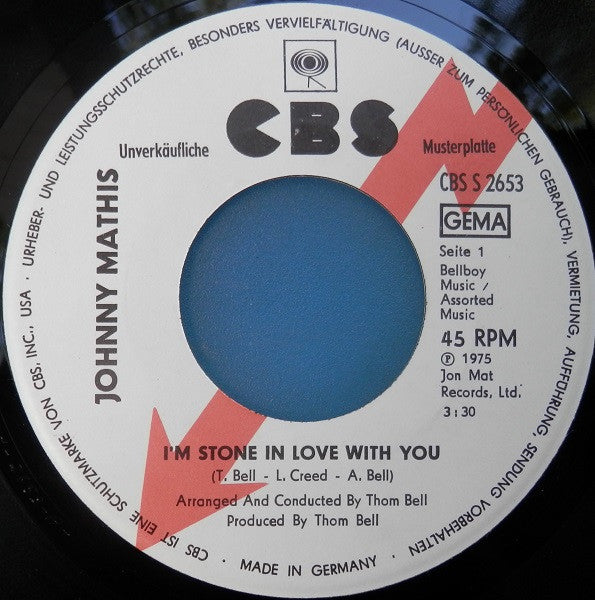 Johnny Mathis : I'm Stone In Love With You / Sweet Child (7", Promo)