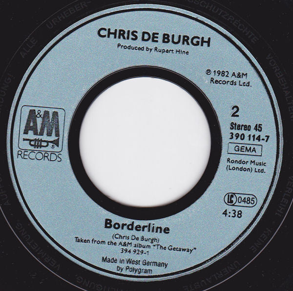 Chris De Burgh : The Lady In Red (7", Single, RE)
