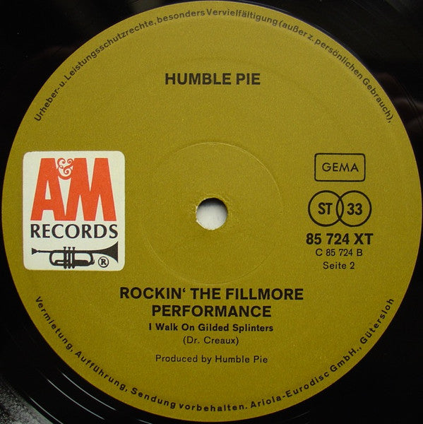 Humble Pie : Performance: Rockin' The Fillmore (2xLP, Album)