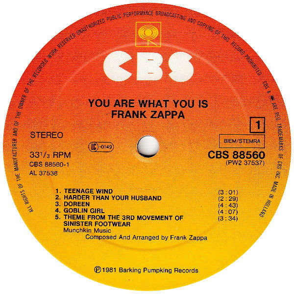 Frank Zappa : You Are What You Is (2xLP, Album, Gat)