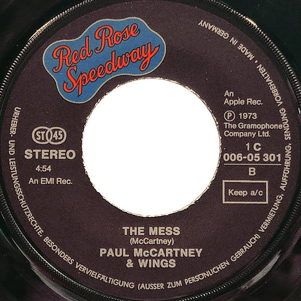 Paul McCartney & Wings* : My Love / The Mess (7", Single)