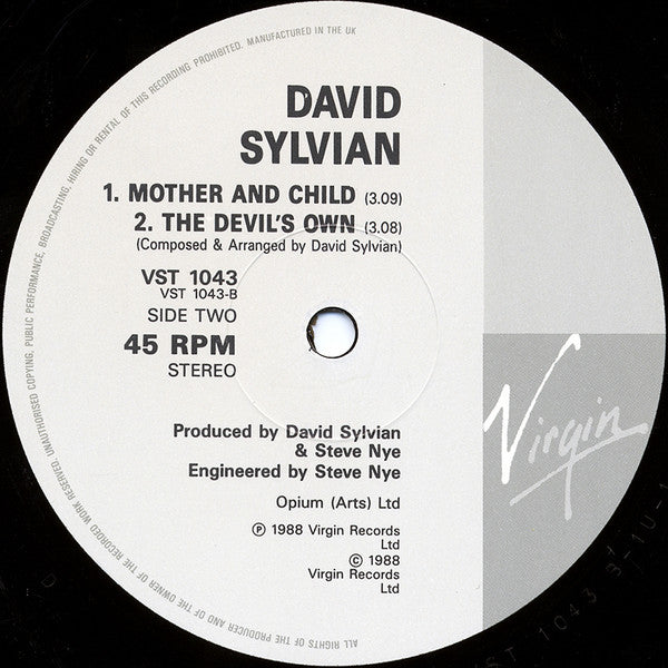 David Sylvian : Orpheus (12", Single)