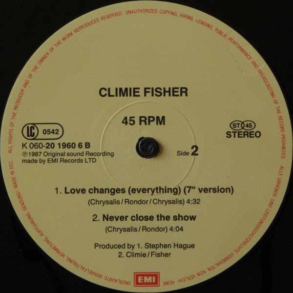 Climie Fisher : Love Changes (Everything) (12", Maxi)