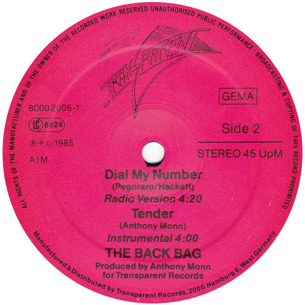 The Back Bag : Dial My Number (12", Maxi)