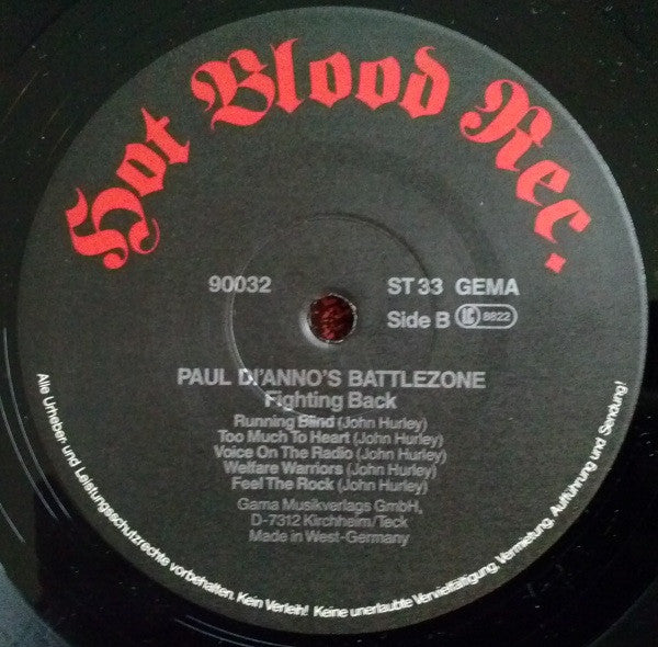 Paul Di'Anno's Battlezone : Fighting Back (LP, Album)