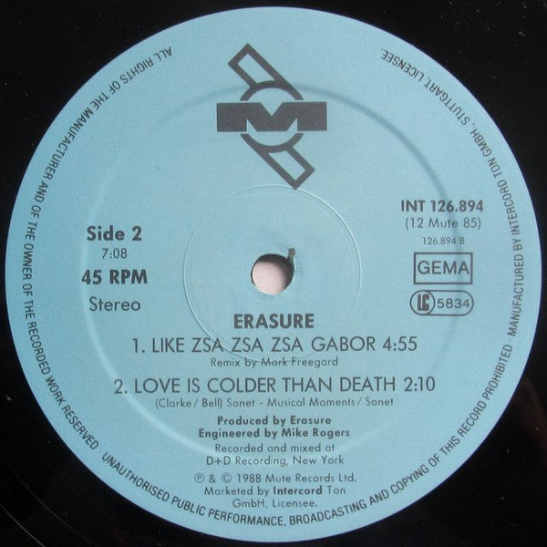 Erasure : A Little Respect (12", Maxi)