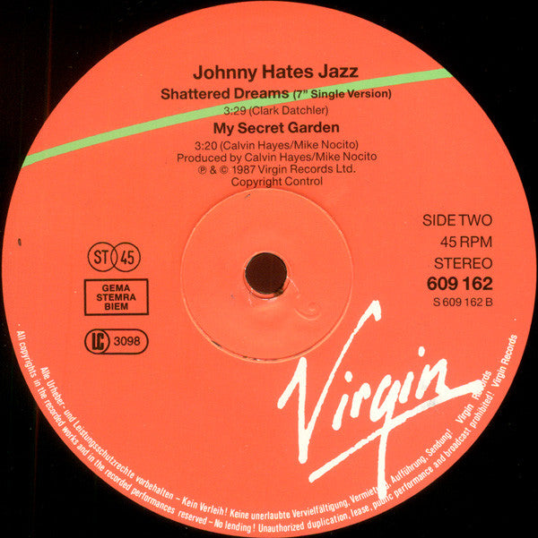 Johnny Hates Jazz : Shattered Dreams (Extended Mix) (12", Single)