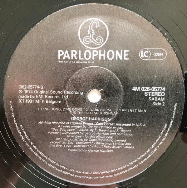 George Harrison : Dark Horse (LP, Album, RE)