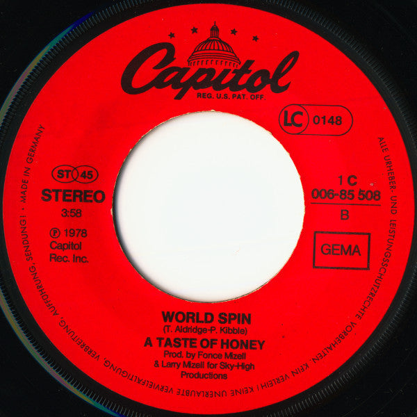 A Taste Of Honey : Boogie Oogie Oogie (7", Single)