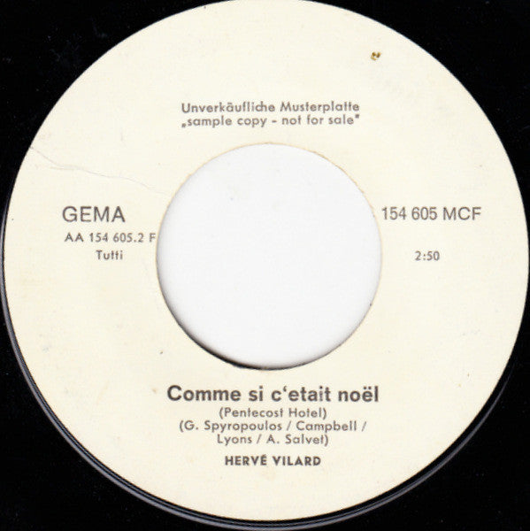 Hervé Vilard : L'Avion De Nulle Part (7", Single, Promo)