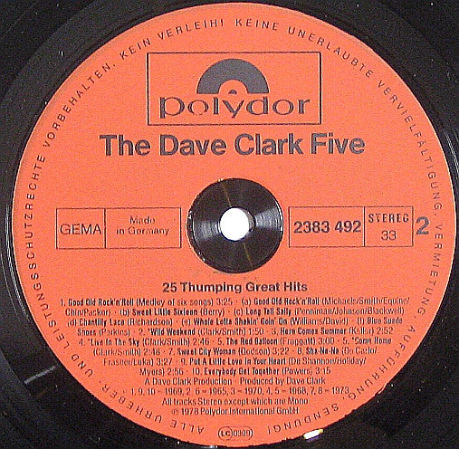 The Dave Clark Five : 25 Thumping Great Hits (LP, Comp)