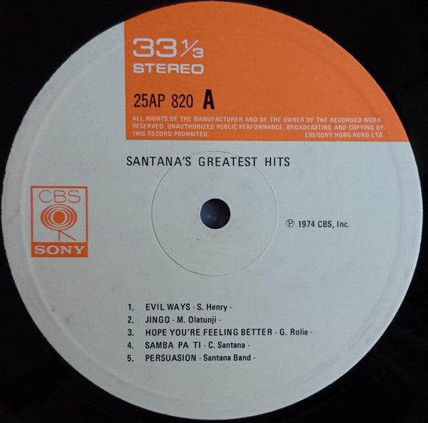Santana : Santana's Greatest Hits (LP, Comp, RE)