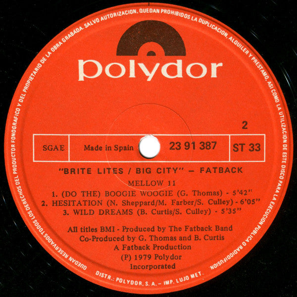 Fatback* : Brite Lites, Big City (LP, Album)